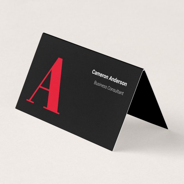Modern Bold Red Black White Professional Business Card (Front)