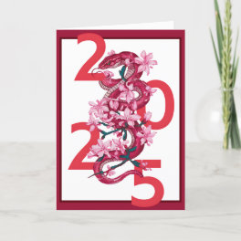 Modern Bold Red Chinese New Year 2025 Lunar Snake Holiday Card