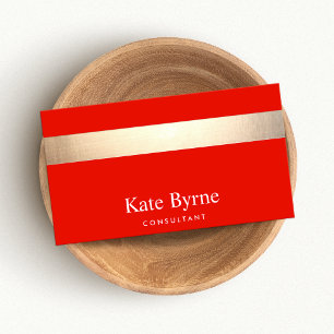 Modern Bold Red Gold Striped Business Card