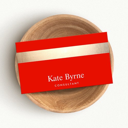 Modern Bold Red Gold Striped Business Card