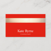 Modern Bold Red Gold Striped Business Card (Front)