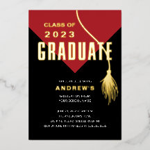 Modern Bold Red Grad Cap Graduation