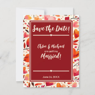 Modern Bold Red Heartfelt Blooms Save The Date