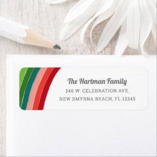 Modern Bold Retro Rainbow Stripes Return Address Label