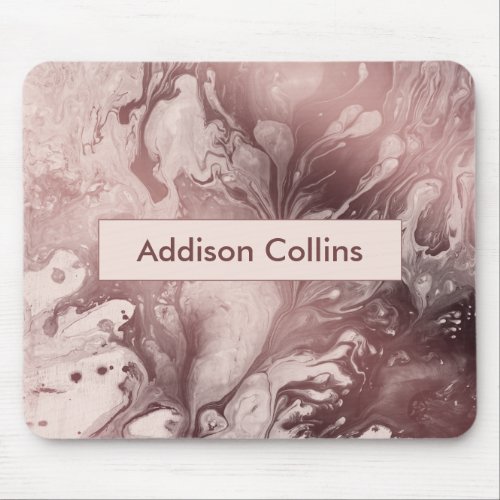 Modern Bold Rose Gold  Blush Marbled Name Mouse Pad