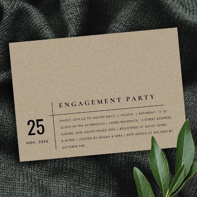 Modern Bold Rustic Kraft Typography Engagement Invitation (Creator Uploaded)
