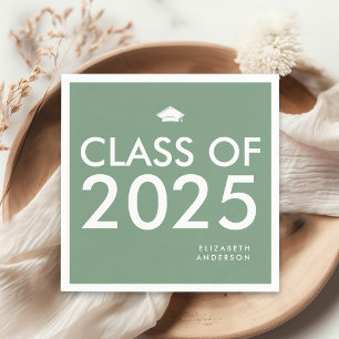 Modern Bold Sage Green Graduation Party Napkins