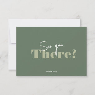 Modern bold sage green Minimalist Wedding RSVP Card
