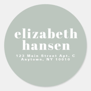 Modern Bold Sage Green Round Return Address Label