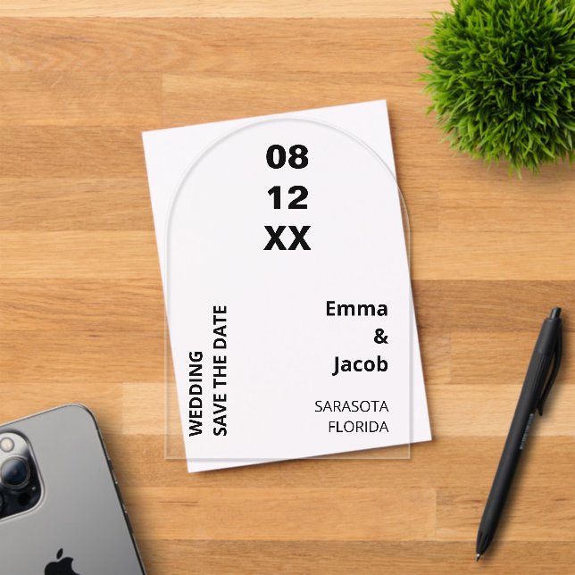 Modern Bold Save the Date Acrylic Invitation (Insitu (Invitation Card))