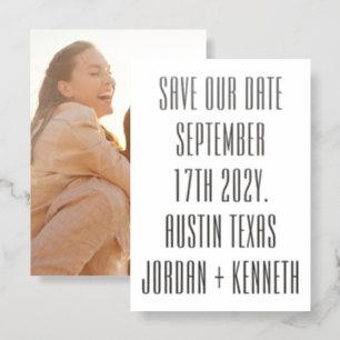 Modern Bold Save The date Black Letterpress Photo Cards