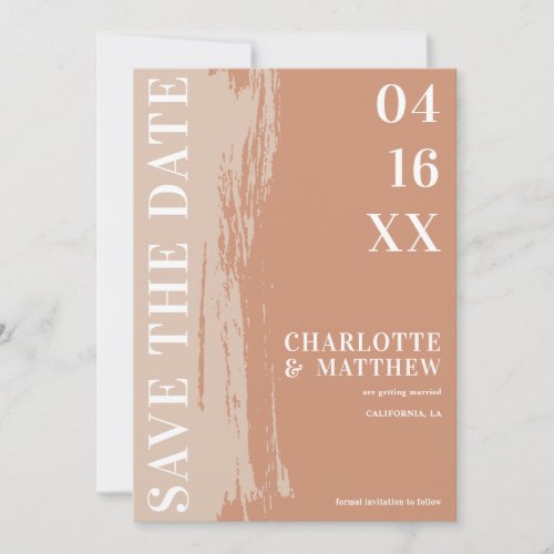 Modern bold save the date terracotta earth wedding