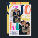 Modern bold script 2 photos arch Joyful Christmas Holiday Card<br><div class="desc">Modern bold script 2 photos arch Joyful Christmas in bright bold orange,  pink,  teal and navy blue with a cool brush script. Add 2 of your favorite photos.</div>