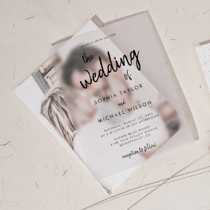 Modern Bold Script Black Wedding Acrylic Invitations