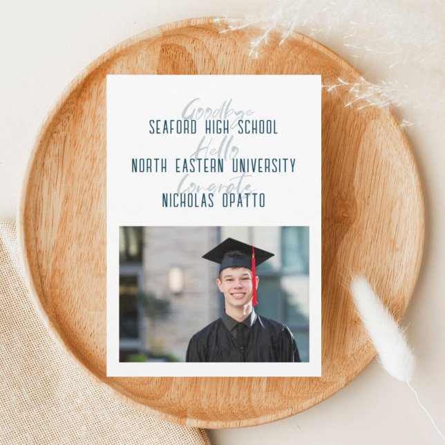 Modern Bold Script Boy High School Graduation Announcement (Creator Uploaded)