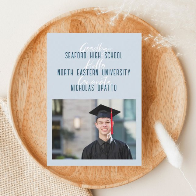 Modern Bold Script Boy High School Graduation Announcement (Creator Uploaded)