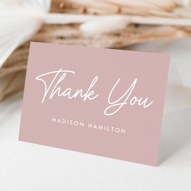 Modern Bold Script Dusty Rose Baby Shower Thank You Card (Creator Uploaded)