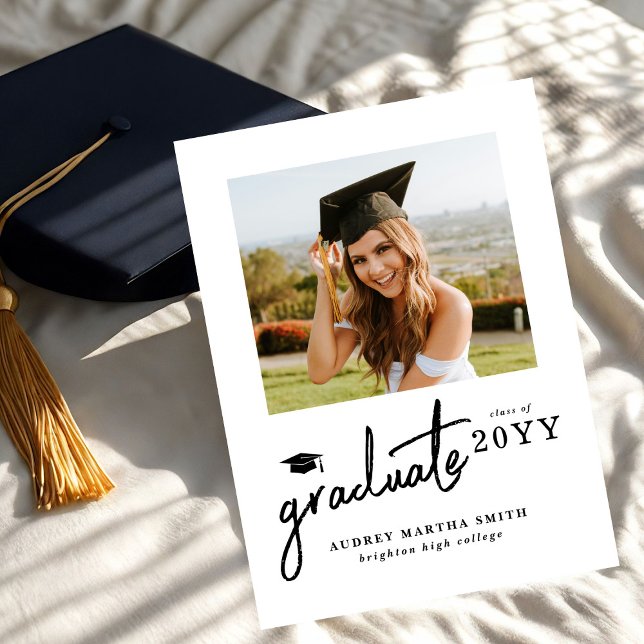 Modern Bold Script Graduate 4 Photo Graduation Invitation (Creator Uploaded)