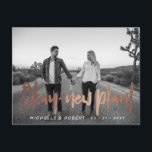 modern bold script photo change the date postcard<br><div class="desc">Our "modern bold script" collection features modern heavy bold script in various colors paired with minimalist sans serif font for all your information. Products come in different options with or without photo so check our store for more items from this collection and do contact us if you have specific request...</div>