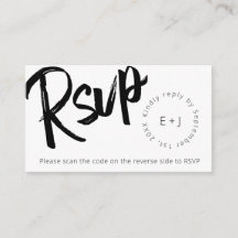 Modern Bold Script QR Code Black White Minimalist