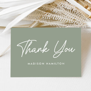 Modern Bold Script Sage Green Baby Shower Thank You Card