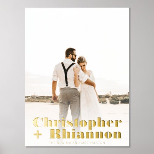 Modern bold script typography names wedding photo foil prints
