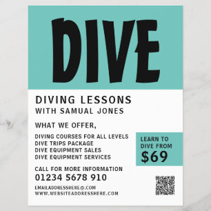 Modern Bold, Scuba Diving Lesson Advertising Flyer