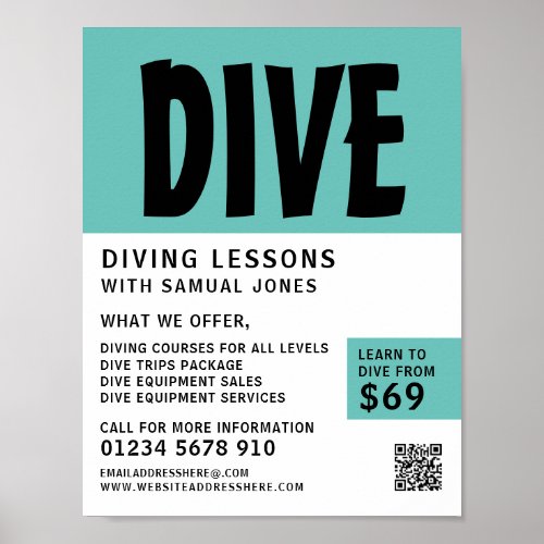 Modern Bold Scuba Diving Lesson Advertising Poster