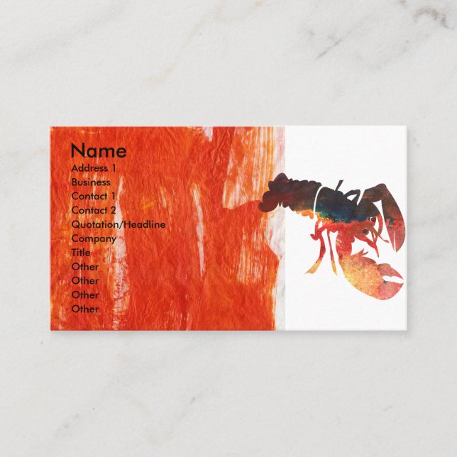 modern Bold Seafood  Lobster Design Business Card (Front)