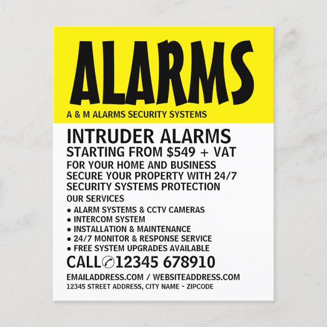 Modern Bold, Security Alarm Service Advertising Flyer (Front)