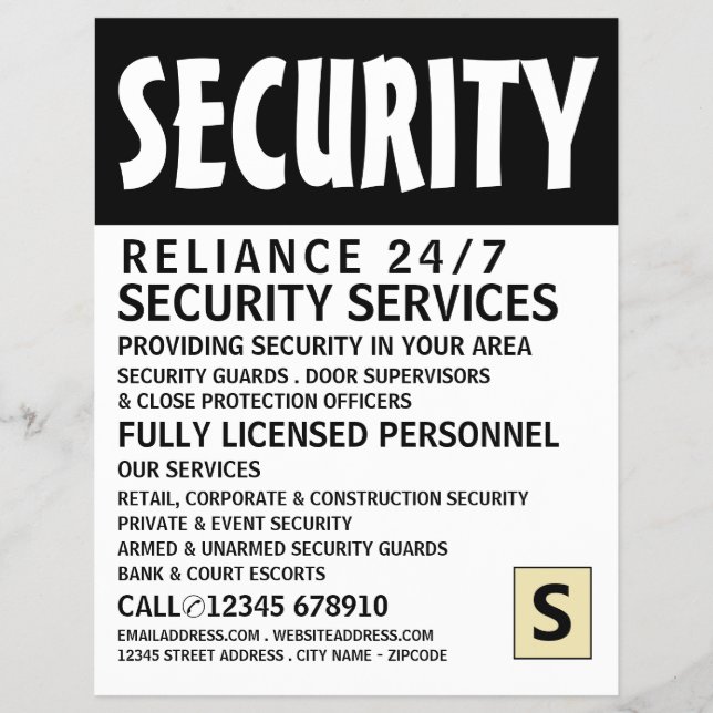 Modern Bold, Security Personnel Advertising Flyer (Front)