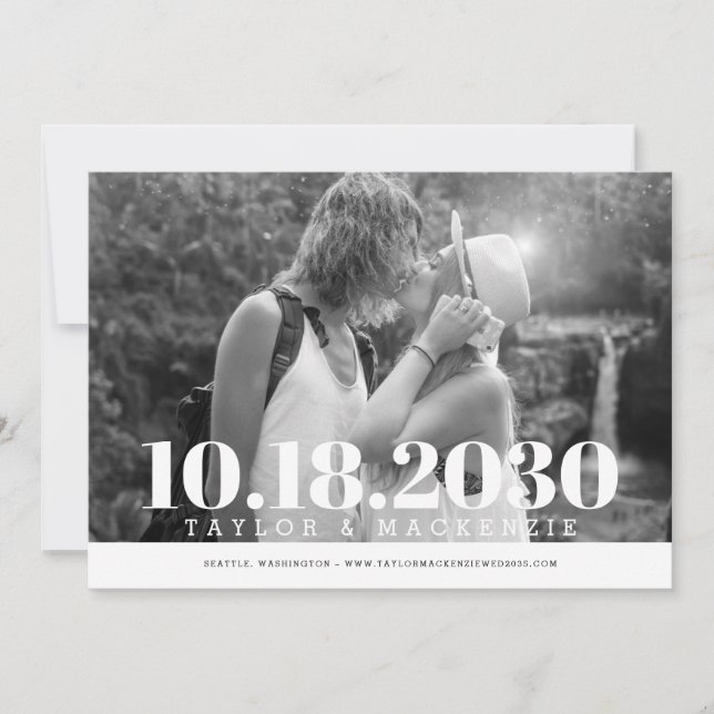 Modern Bold Simple Minimal Wedding Save The Date (Front)
