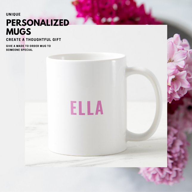 Modern Bold Simple Minimalist Purple Monogram Name Coffee Mug (Creator Uploaded)