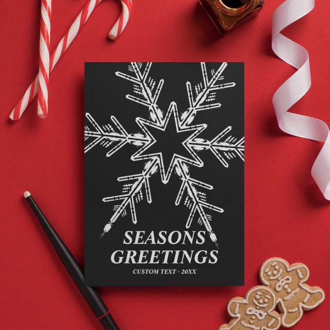 Modern Bold Snowflake Custom Seasons Greetings Holiday Card (Modern Bold Snowflake Personalized Christmas Holiday Card
)