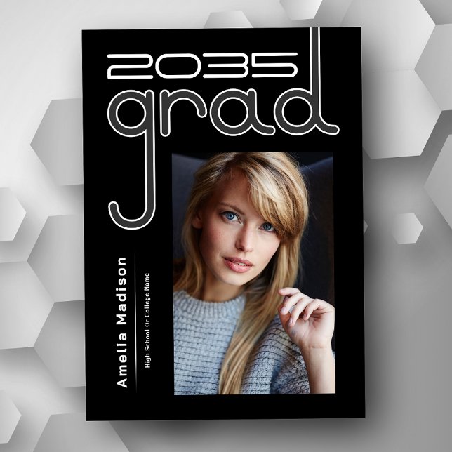 Modern Bold Sophisticated High Tech Photo Grad Announcement (Available in high quality print or instant download for quick messaging, email or self printing.)