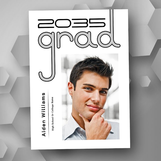 Modern Bold Sophisticated High Tech Photo Grad Announcement (Available in high quality print or instant download for quick messaging, email or self printing.)