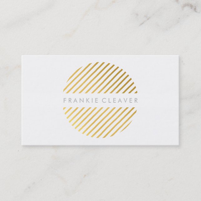MODERN BOLD SPOT angled stripe pattern gold foil Business Card (Front)