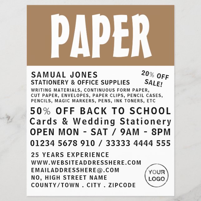 Modern Bold, Stationery & Office Supplies Flyer (Front)