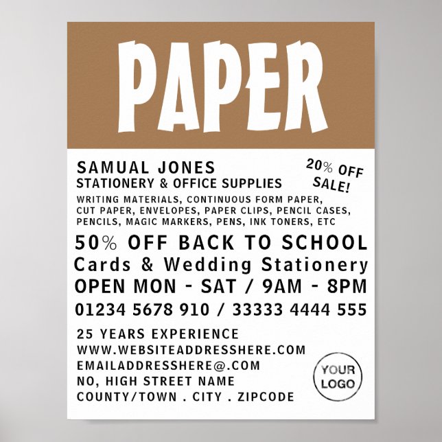 Modern Bold, Stationery & Office Supplies Poster (Front)