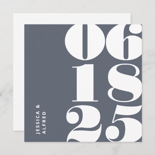 Modern Bold Steel Gray Big Date Wedding Save The Date