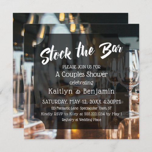 Modern Bold Stock the Bar Couples Shower Invitation