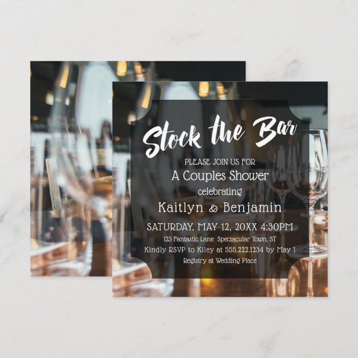 Modern, Bold Stock the Bar Couples Shower Invitation | Zazzle