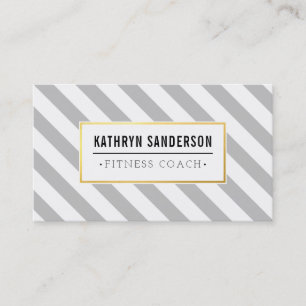 MODERN BOLD stripe gold logo emblem pale grey gray Business Card