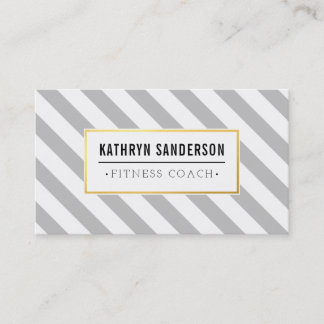 MODERN BOLD stripe gold logo emblem pale grey gray Business Card