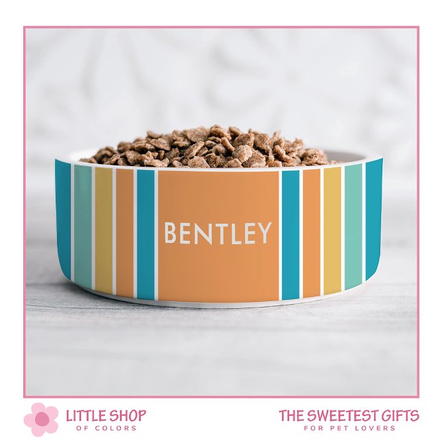 Modern Bold Stripes Personalized Pet Bowl (Creator Uploaded)