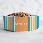 Modern Bold Stripes Personalized Pet Bowl<br><div class="desc">Treat your furry friend to a stylish dining experience with this modern, bold stripes personalized pet bowl. Featuring cheerful shades of orange, blue, yellow, and aqua, this bowl will add a pop of color to your home. This minimalist design will blend seamlessly into a variety of home décor styles. Add...</div>