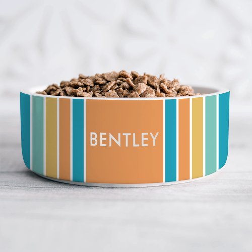 Modern Bold Stripes Personalized Pet Bowl