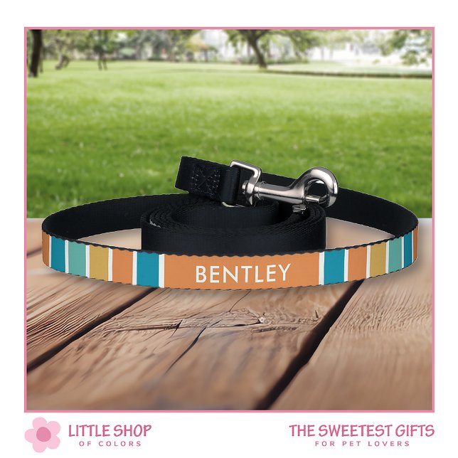 Modern Bold Stripes Personalized Pet Leash (Creator Uploaded)