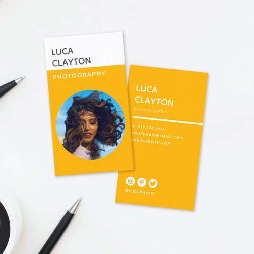 Modern Bold Stylish Typography Photographer Business Card