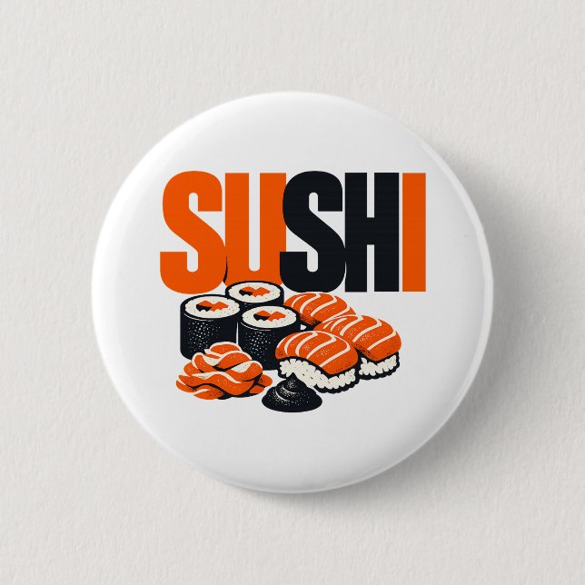 Modern Bold Sushi Graphic Art Button (Front)